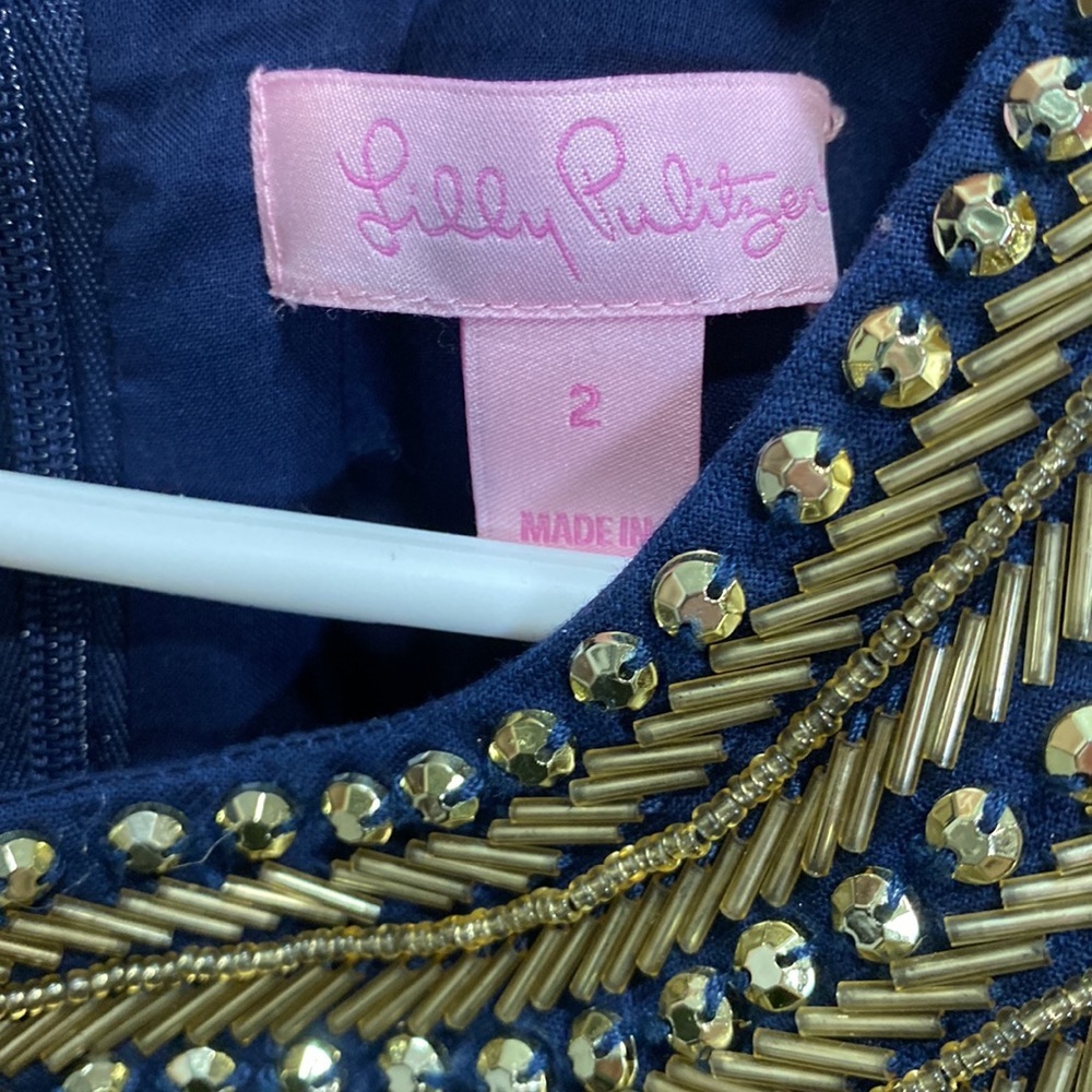 Lily Pulitzer Carlton shift dress beaded neckline - Picture 5 of 11